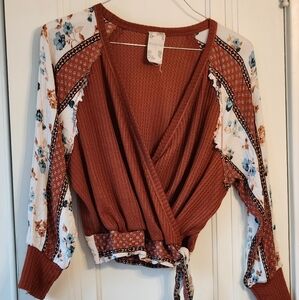 BLU PEPPER boho side tie top Women's Sz Small